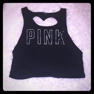 Black Open Heart Shaped Back PINK Tank